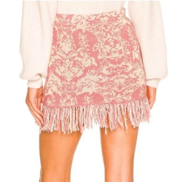 Free People Dua Swit Mini Skirt Terracotta Combo with Fringe - Picture 4 of 8